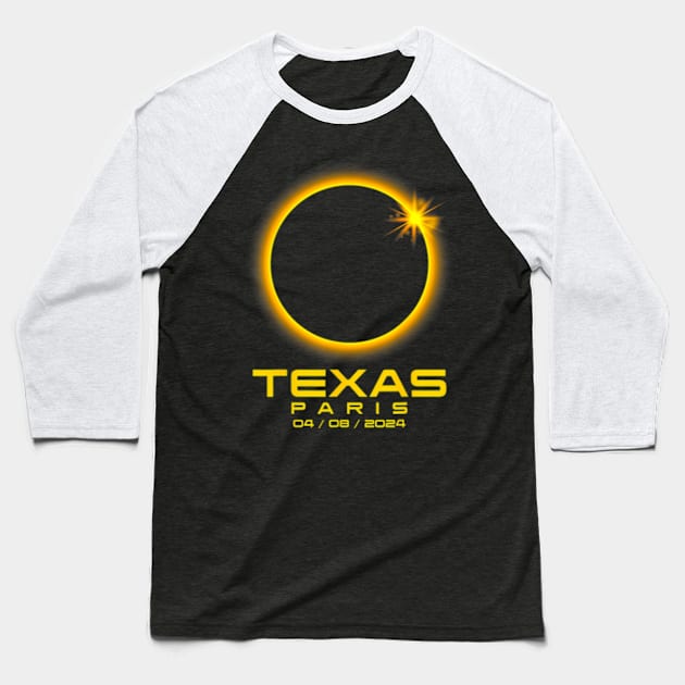 Paris Texas Tx Total Solar Eclipse 2024 Baseball T-Shirt by SanJKaka